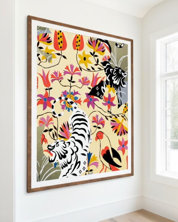 Shop Yin Yan Tigers Art Print, Canvas Print, commercial digital license, instant download printable - available at 83oranges.com by artist Uma Gokhale India