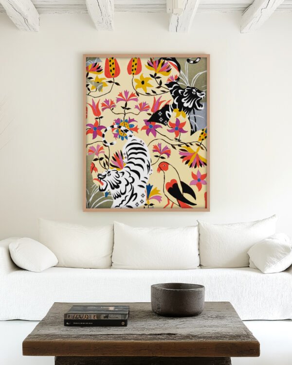 Shop Yin Yan Tigers Art Print, Canvas Print, commercial digital license, instant download printable - available at 83oranges.com by artist Uma Gokhale India