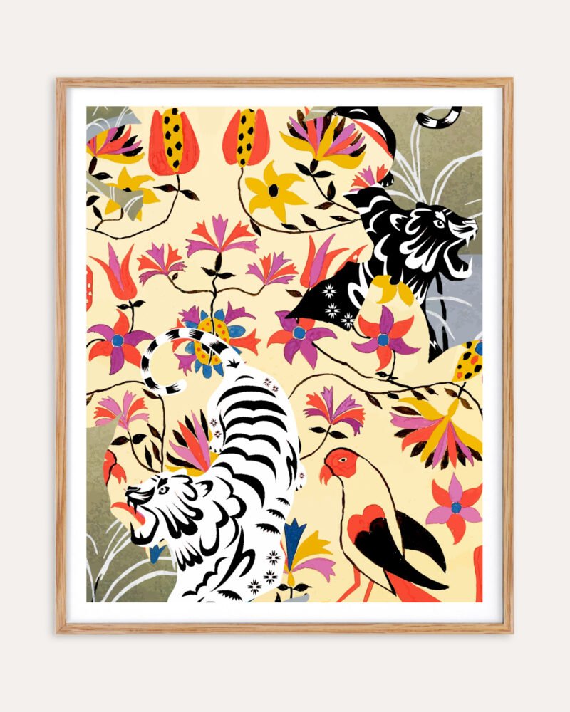 Shop Yin Yan Tigers Art Print, Canvas Print, commercial digital license, instant download printable - available at 83oranges.com by artist Uma Gokhale India