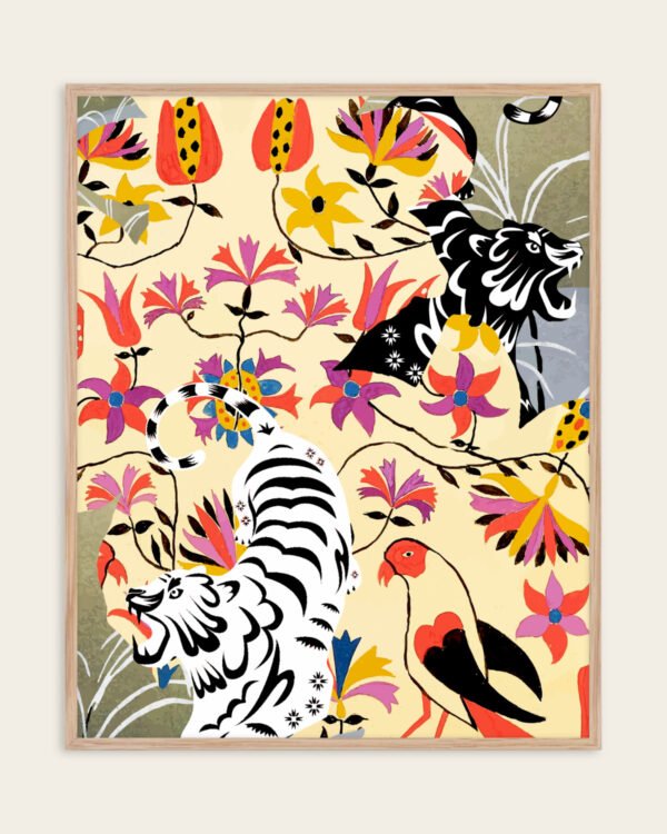 Shop Yin Yan Tigers Art Print, Canvas Print, commercial digital license, instant download printable - available at 83oranges.com by artist Uma Gokhale India