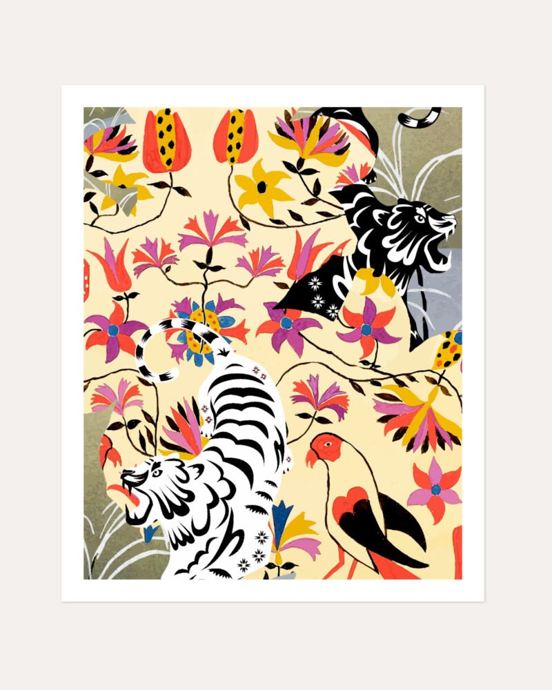 Shop Yin Yan Tigers Art Print, Canvas Print, commercial digital license, instant download printable - available at 83oranges.com by artist Uma Gokhale India