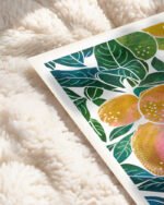 Shop Lemons watercolor Nature botanical Jungle Pastel Palm Art Print, Canvas Print, Commercial digital license & Instant download printable - available at 83oranges.com by artist Uma Gokhale India