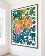 Shop Lemons watercolor Nature botanical Jungle Pastel Palm Art Print, Canvas Print, Commercial digital license & Instant download printable - available at 83oranges.com by artist Uma Gokhale India