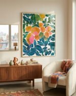 Shop Sunkissed Lemons watercolor Nature botanical Jungle Pastel Palm Art Print, Canvas Print, Commercial digital license & Instant download printable - available at 83oranges.com by artist Uma Gokhale India