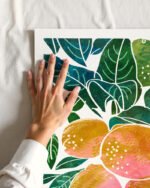 Shop Lemons watercolor Nature botanical Jungle Pastel Palm Art Print, Canvas Print, Commercial digital license & Instant download printable - available at 83oranges.com by artist Uma Gokhale India