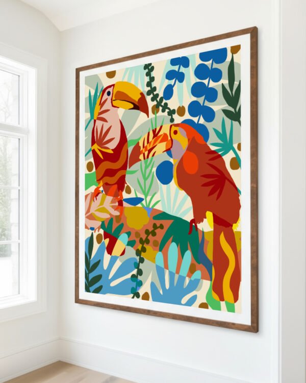 Shop Toucan of my love Art Print, Canvas Print, Commercial digital license & Instant download printable - certified & available to order online at 83oranges.com by artist Uma Gokhale India