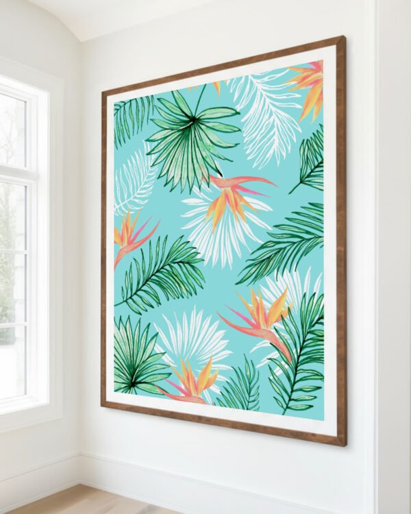 Shop Tropic Palm Painting Art Print, Canvas Print, Commercial digital license & Instant download printable - certified & available to order online at 83oranges.com by artist Uma Gokhale India