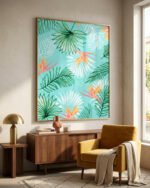 Shop Tropic Palm Painting Art Print, Canvas Print, Commercial digital license & Instant download printable - certified & available to order online at 83oranges.com by artist Uma Gokhale India