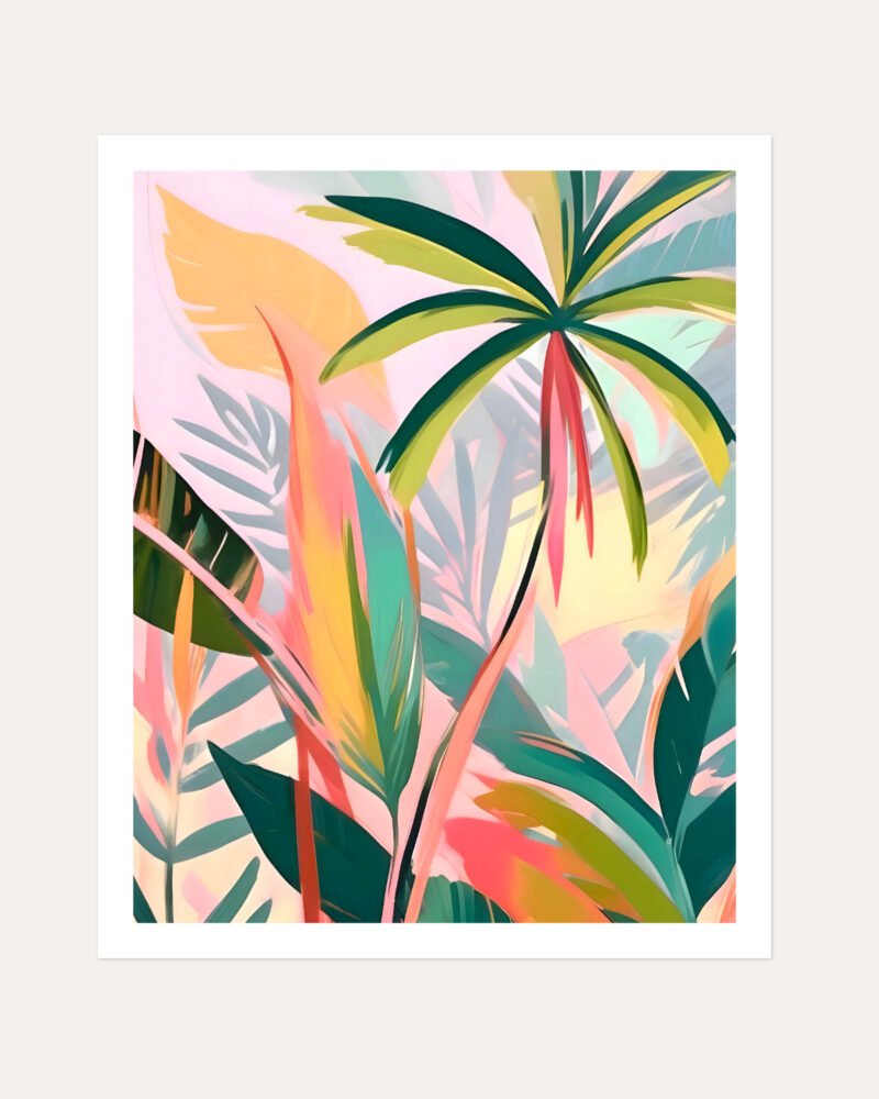 Shop Tropical Jewels Nature botanical Jungle Pastel Palm Art Print, Canvas Print, Commercial digital license & Instant download printable - available at 83oranges.com by artist Uma Gokhale India