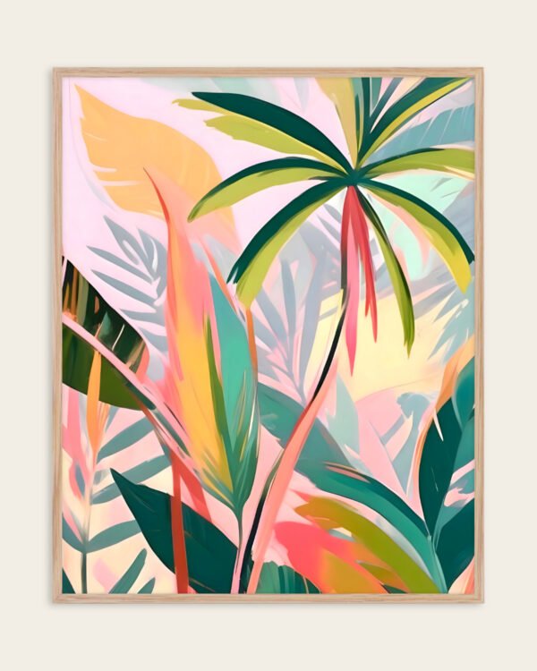Shop Tropical Jewels Nature botanical Jungle Pastel Palm Art Print, Canvas Print, Commercial digital license & Instant download printable - available at 83oranges.com by artist Uma Gokhale India