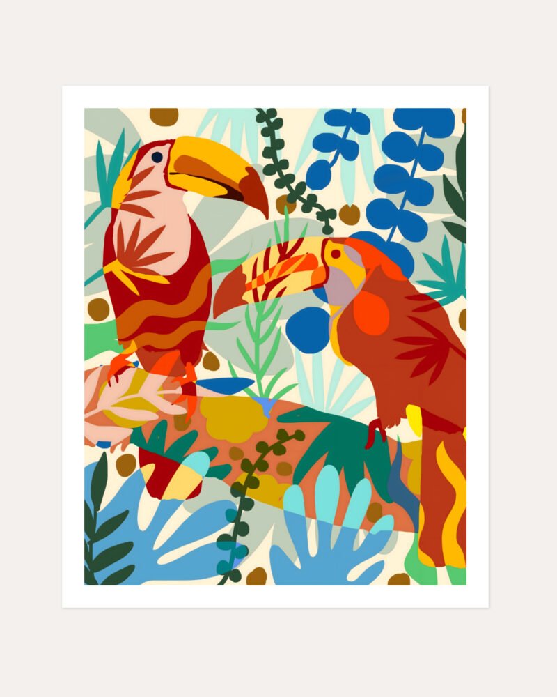 Shop Toucan of my love Art Print, Canvas Print, Commercial digital license & Instant download printable - certified & available to order online at 83oranges.com by artist Uma Gokhale India