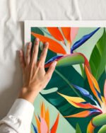 Shop Tropical bird of paradise botanical nature jungle plants floral Art Print, Canvas Print, Commercial Digital License & Instant download printable- exclusively available at 83oranges.com by artist Uma Gokhale India