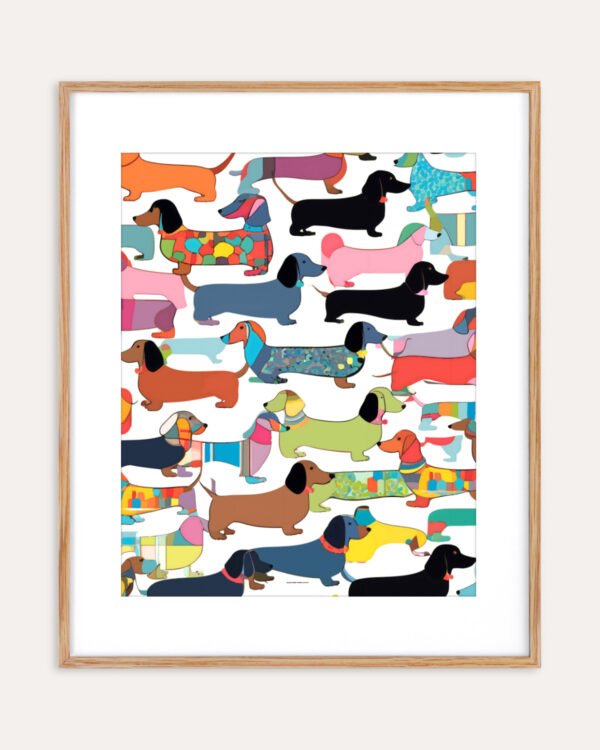 Shop Dachshunds dog pattern cute pets animals Art Print, Canvas Print, Commercial digital license & Instant download printable - available at 83oranges.com by artist Uma Gokhale India