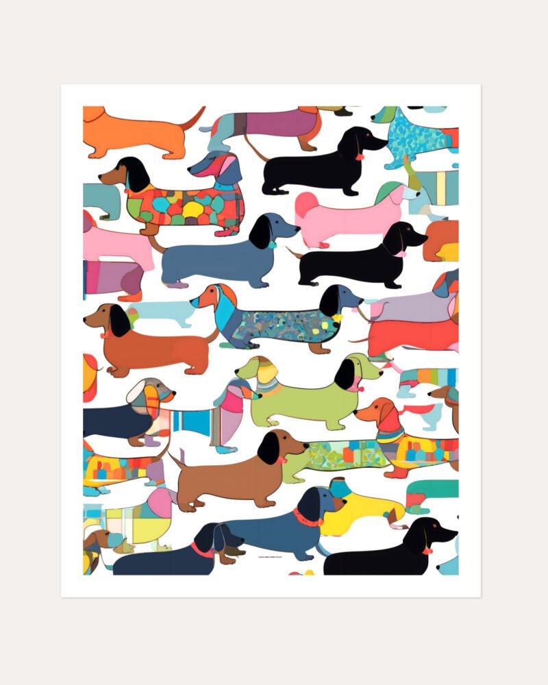 Shop Dachshunds dog pattern cute pets animals Art Print, Canvas Print, Commercial digital license & Instant download printable - available at 83oranges.com by artist Uma Gokhale India