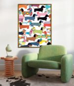 Shop Dachshunds dog pattern cute pets animals Art Print, Canvas Print, Commercial digital license & Instant download printable - available at 83oranges.com by artist Uma Gokhale India