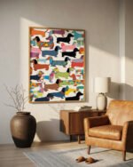 Shop Dachshunds dog pattern cute pets animals Art Print, Canvas Print, Commercial digital license & Instant download printable - available at 83oranges.com by artist Uma Gokhale India