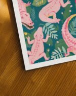 Shop Pink Crocodiles Wildlife Whimsical Quirky Adventure Art Print, Canvas Print, Commercial digital license & Instant download printable - available at 83oranges.com by artist Uma Gokhale India
