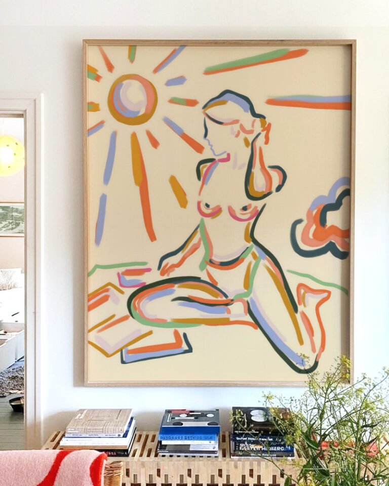 Shop self love figurative woman minimal line art abstract Art Print, Canvas Print, Commercial Digital License & Instant download printable- exclusively available at 83oranges.com by artist Uma Gokhale India
