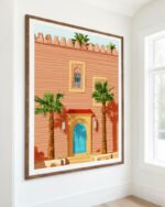 Shop The blue door architecture exotic tropical palm Art Print, Canvas Print, Commercial digital license & Instant download printable - available at 83oranges.com by artist Uma Gokhale India