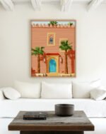 Shop The blue door architecture exotic tropical palm Art Print, Canvas Print, Commercial digital license & Instant download printable - available at 83oranges.com by artist Uma Gokhale India