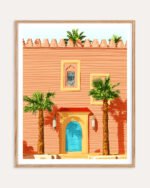 Shop The blue door architecture exotic tropical palm Art Print, Canvas Print, Commercial digital license & Instant download printable - available at 83oranges.com by artist Uma Gokhale India
