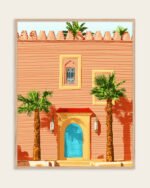 Shop The blue door architecture exotic tropical palm Art Print, Canvas Print, Commercial digital license & Instant download printable - available at 83oranges.com by artist Uma Gokhale India