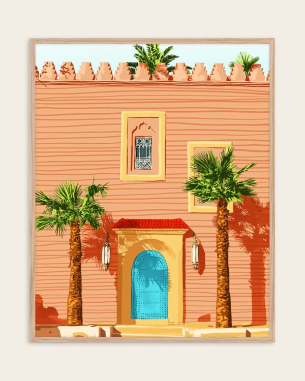Shop The blue door architecture exotic tropical palm Art Print, Canvas Print, Commercial digital license & Instant download printable - available at 83oranges.com by artist Uma Gokhale India