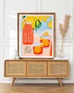Shop Sunny Breakfast Orange Juice Art Print, Canvas Print, Commercial digital license & Instant printable download - available at 83oranges.com by artist Uma Gokhale India