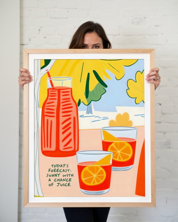 Shop Sunny Breakfast Orange Juice Art Print, Canvas Print, Commercial digital license & Instant printable download - available at 83oranges.com by artist Uma Gokhale India