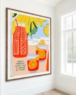 Shop Sunny Breakfast Orange Juice Art Print, Canvas Print, Commercial digital license & Instant printable download - available at 83oranges.com by artist Uma Gokhale India