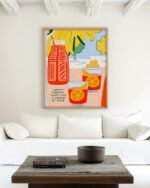 Shop Sunny Breakfast Orange Juice Art Print, Canvas Print, Commercial digital license & Instant printable download - available at 83oranges.com by artist Uma Gokhale India