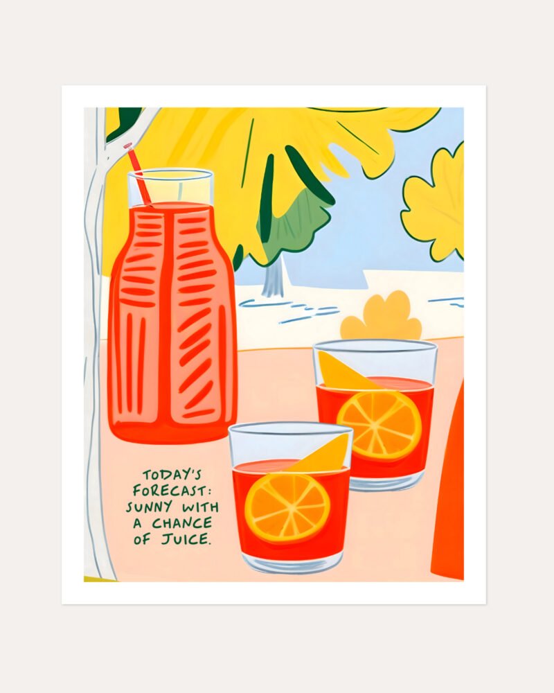 Shop Sunny Breakfast Orange Juice Art Print, Canvas Print, Commercial digital license & Instant printable download - available at 83oranges.com by artist Uma Gokhale India