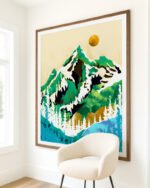 Shop grass is greener where it is loved nature dreamy landscape mountains Art Print, Canvas Print, commercial digital license, instant download printable - available at 83oranges.com by artist Uma Gokhale India