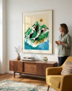 Shop grass is greener where it is loved nature dreamy landscape mountains Art Print, Canvas Print, commercial digital license, instant download printable - available at 83oranges.com by artist Uma Gokhale India
