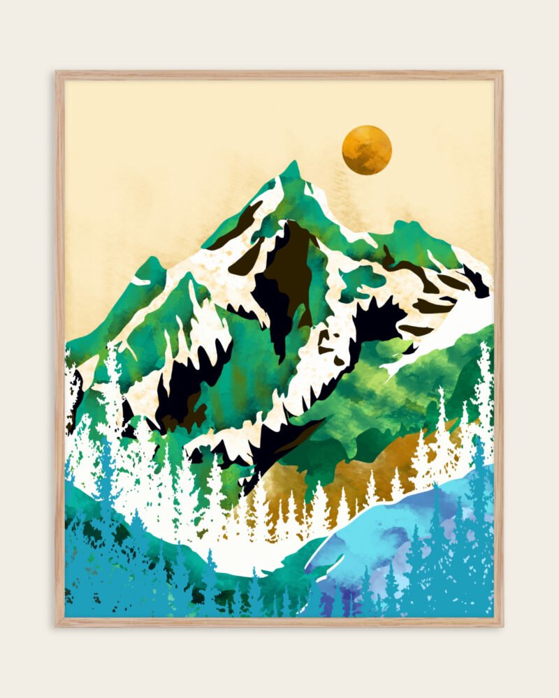 Shop grass is greener where it is loved nature dreamy landscape mountains Art Print, Canvas Print, commercial digital license, instant download printable - available at 83oranges.com by artist Uma Gokhale India
