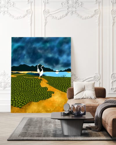 Shop Great egrets on honeymoon island landscape mountains Art Print, Canvas Print, commercial digital license, instant download printable - available at 83oranges.com by artist Uma Gokhale India