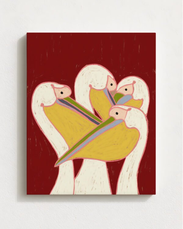 Shop Pelicans on the burgundy sky wildlife animals birds Art Print, Canvas Print, Commercial Digital License & Instant download printable- exclusively available at 83oranges.com by artist Uma Gokhale India