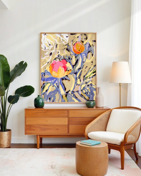 Shop floral bloom in the butter yellow forest botanical nature plants Art Print, Canvas Print, Commercial Digital License & Instant download printable- exclusively available at 83oranges.com by artist Uma Gokhale India