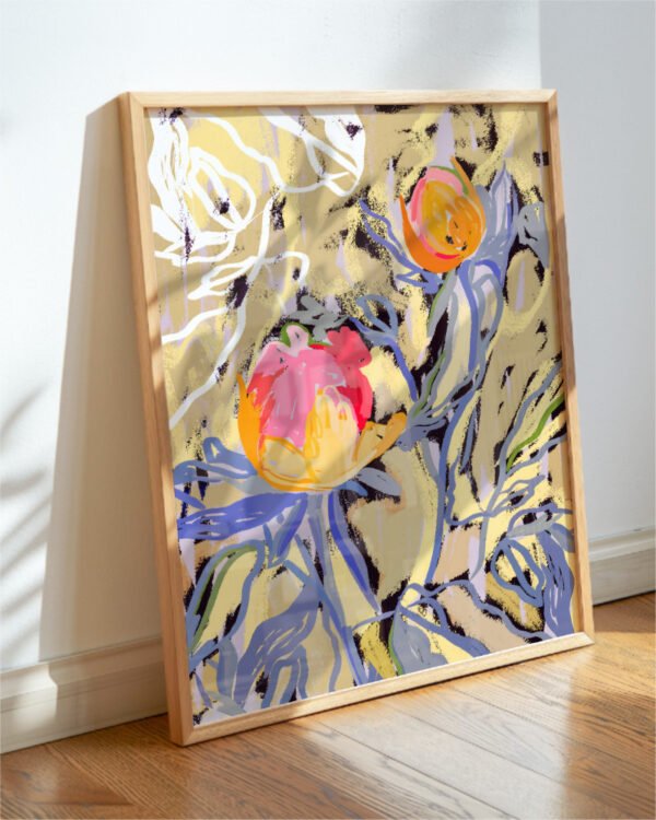 Shop floral bloom in the butter yellow forest botanical nature plants Art Print, Canvas Print, Commercial Digital License & Instant download printable- exclusively available at 83oranges.com by artist Uma Gokhale India