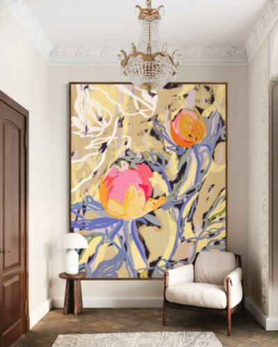 Shop floral bloom in the butter yellow forest botanical nature plants Art Print, Canvas Print, Commercial Digital License & Instant download printable- exclusively available at 83oranges.com by artist Uma Gokhale India