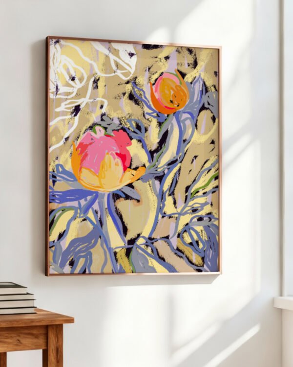 Shop floral bloom in the butter yellow forest botanical nature plants Art Print, Canvas Print, Commercial Digital License & Instant download printable- exclusively available at 83oranges.com by artist Uma Gokhale India