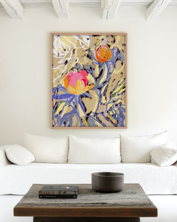 Shop floral bloom in the butter yellow forest botanical nature plants Art Print, Canvas Print, Commercial Digital License & Instant download printable- exclusively available at 83oranges.com by artist Uma Gokhale India