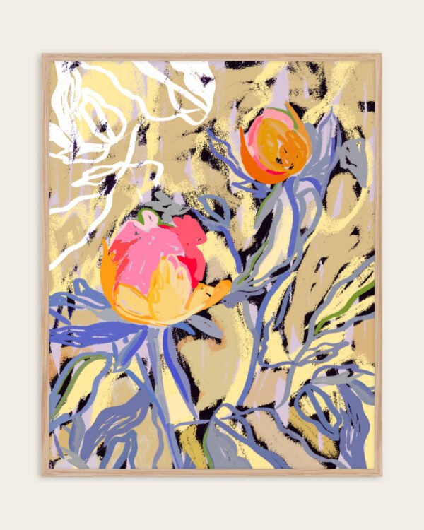 Shop floral bloom in the butter yellow forest botanical nature plants Art Print, Canvas Print, Commercial Digital License & Instant download printable- exclusively available at 83oranges.com by artist Uma Gokhale India