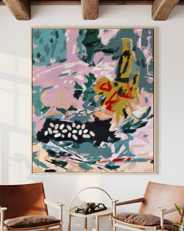 Shop Olive watcher black cat green bottle still life abstract Art Print, Canvas Print, Commercial Digital License & Instant download printable- exclusively available at 83oranges.com by artist Uma Gokhale India