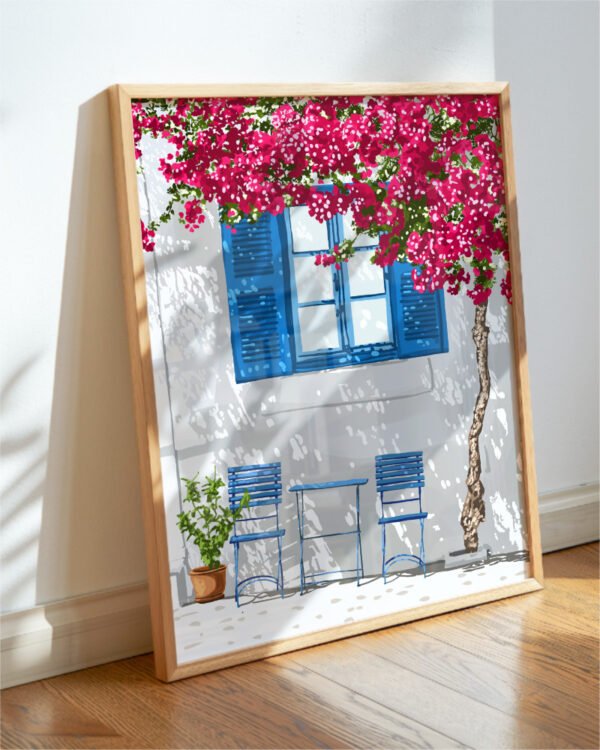 Shop Party of two Greece Santorini architecture travel couple love Art Print, Canvas Print, Commercial Digital License & Instant download printable- exclusively available at 83oranges.com by artist Uma Gokhale India