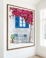 Shop Party of two Greece Santorini architecture travel couple love Art Print, Canvas Print, Commercial Digital License & Instant download printable- exclusively available at 83oranges.com by artist Uma Gokhale India