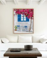 Shop Party of two Greece Santorini architecture travel couple love Art Print, Canvas Print, Commercial Digital License & Instant download printable- exclusively available at 83oranges.com by artist Uma Gokhale India