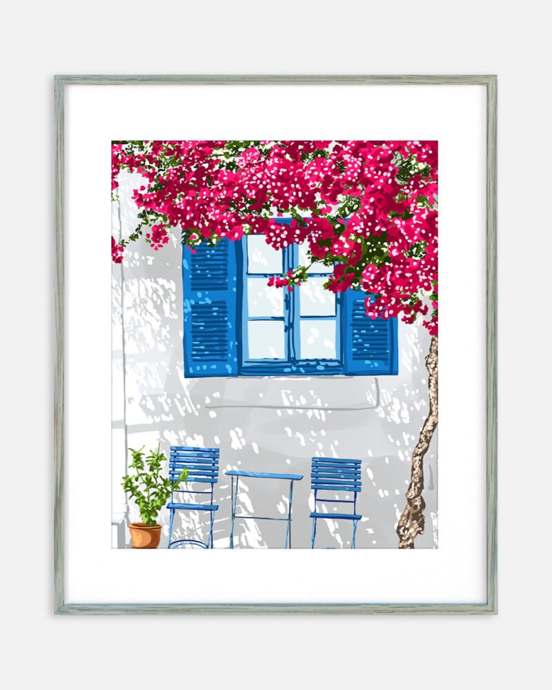 Shop Party of two Greece Santorini architecture travel couple love Art Print, Canvas Print, Commercial Digital License & Instant download printable- exclusively available at 83oranges.com by artist Uma Gokhale India