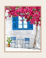 Shop Party of two Greece Santorini architecture travel couple love Art Print, Canvas Print, Commercial Digital License & Instant download printable- exclusively available at 83oranges.com by artist Uma Gokhale India