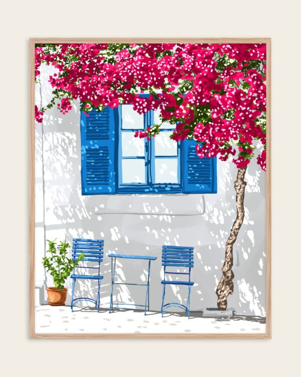 Shop Party of two Greece Santorini architecture travel couple love Art Print, Canvas Print, Commercial Digital License & Instant download printable- exclusively available at 83oranges.com by artist Uma Gokhale India